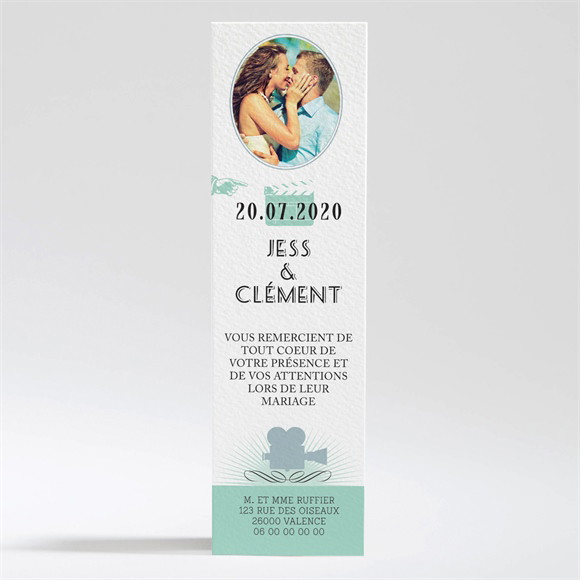 Remerciement mariage Ticket cinema réf.N200308