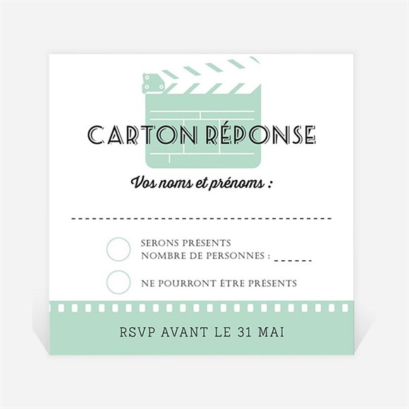 Carton réponse mariage Ticket cinema réf.N300352