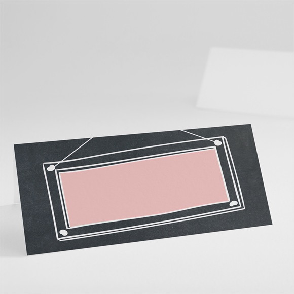 Marque-place baptême Fanions roses sur ardoise réf.N440369