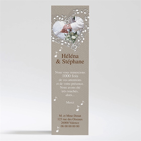 Remerciement mariage thème musical