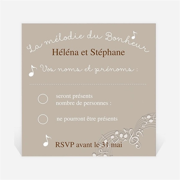 Carton réponse mariage Thème musical réf.N300356