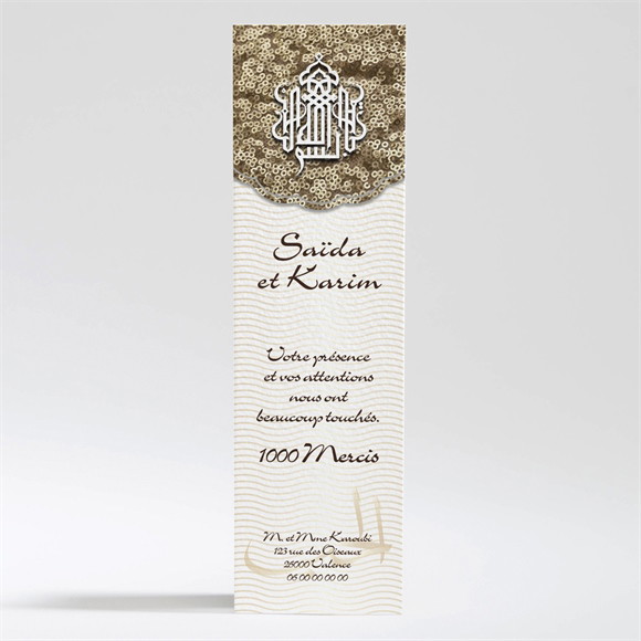 Remerciement mariage Soleil et or réf.N200313