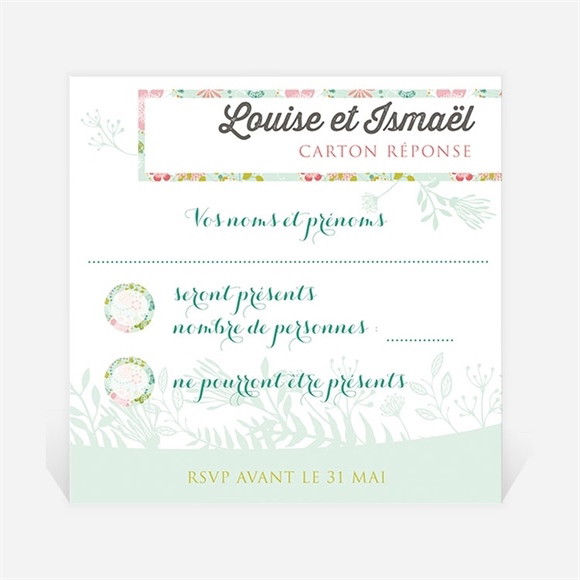 Carton réponse mariage Le Printemps réf.N300359