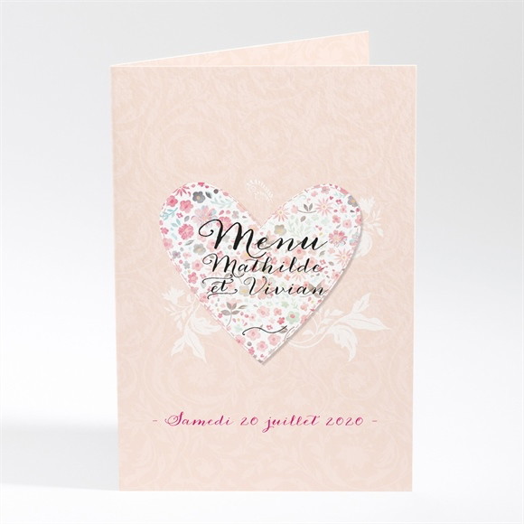 Menu mariage Coeur en Liberty réf.N401438