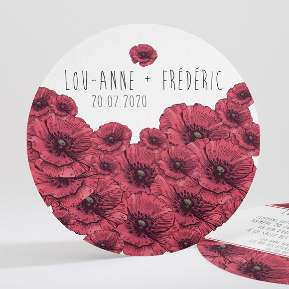 Faire-part mariage Champs de coquelicots réf.N32160