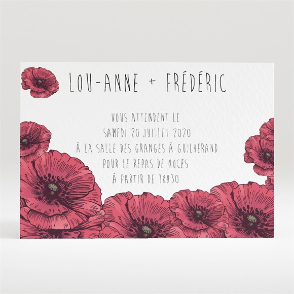 Carton d'invitation mariage Champs de coquelicots réf.N120302