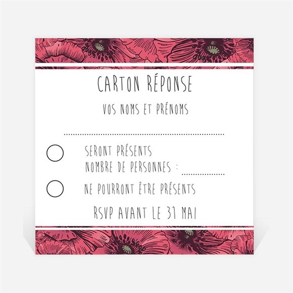 Carton réponse mariage Champs de coquelicots réf.N300362