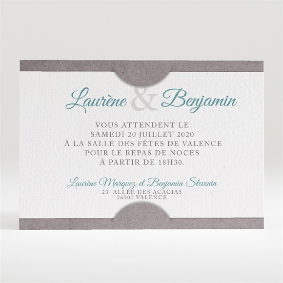 Carton d'invitation mariage Liberty texturé réf.N120304