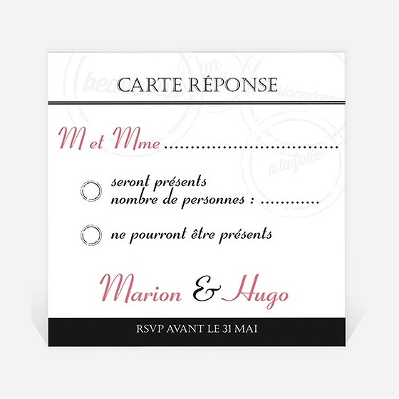 Carton réponse mariage photomaton et tampons
