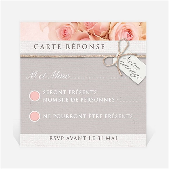 Carton réponse mariage Jeu de fleurs et textures réf.N300366
