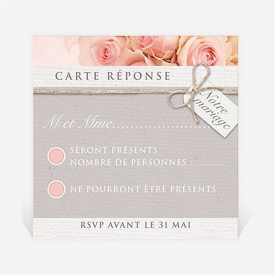 Carton réponse mariage jeu de fleurs et textures