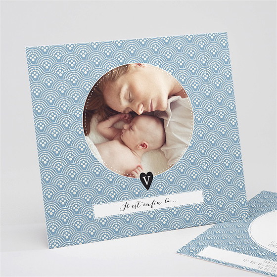 Faire-part naissance ecrin de motifs