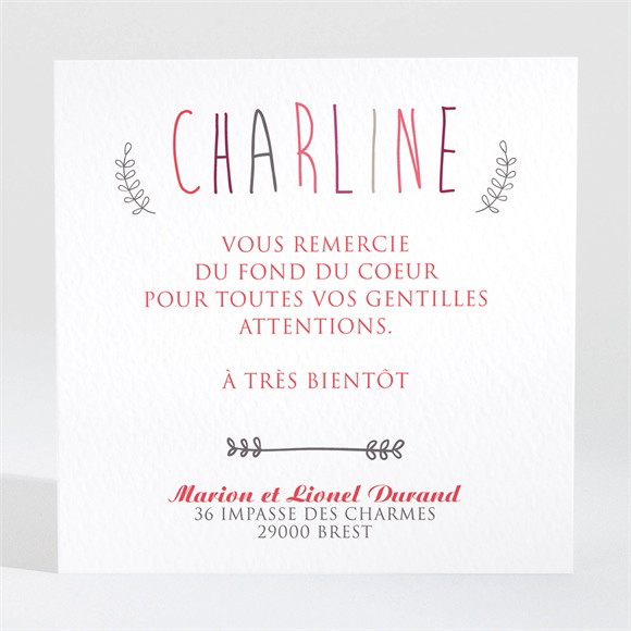 Remerciement naissance Joli texte et 3 photos réf.N300377