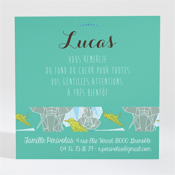 Remerciement naissance Jolie Jungle réf.N300375