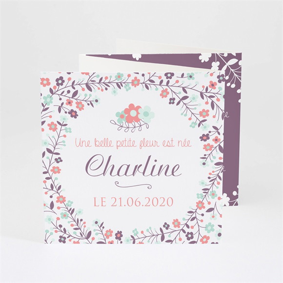 Faire-part naissance Accordéon fleurs photo réf.N83007