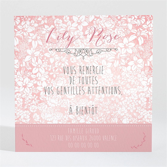 Remerciement naissance photo dans sa couronne