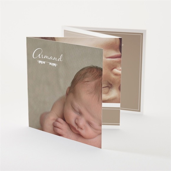 Faire-part naissance Beige classique traditionnel réf.N83106