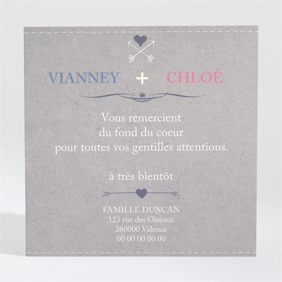 Remerciement naissance Annonce jumeaux originale réf.N300383