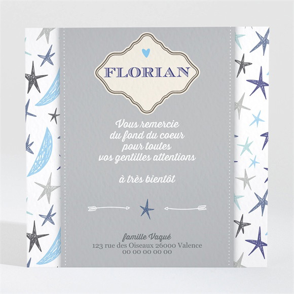 Remerciement naissance Médaillon étoilé réf.N300387