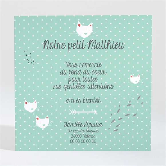 Remerciement naissance Mon petit chat photo réf.N300389