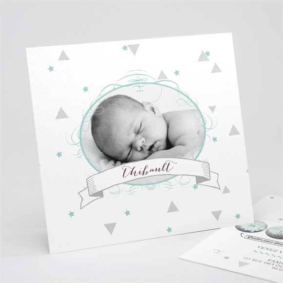 Faire-part naissance Motifs et pastilles réf.N311106