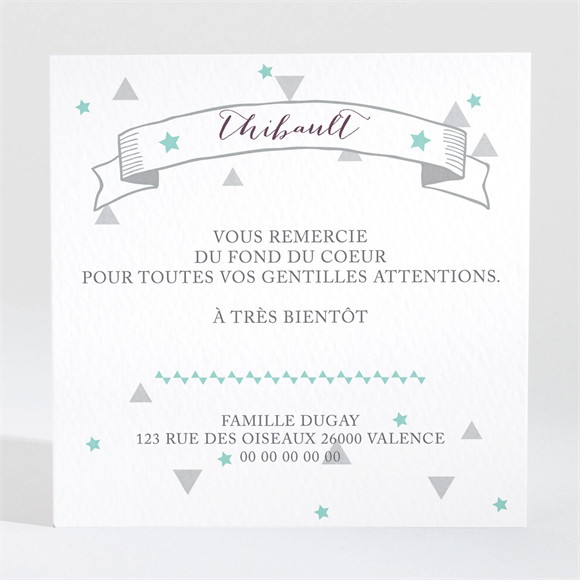 Remerciement naissance Motifs et pastilles réf.N300393