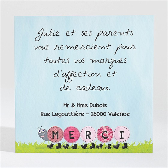 Remerciement naissance notre chenille humour