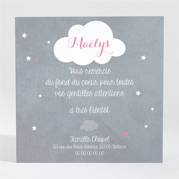Remerciement naissance Gris photo vintage réf.N300399