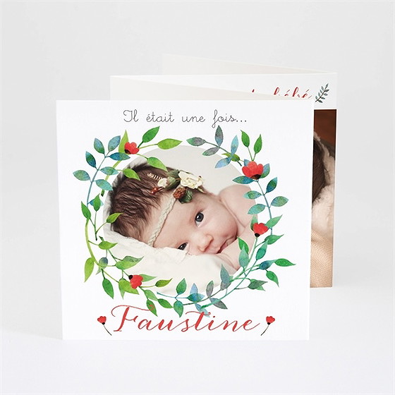 Faire-part naissance petites fleurs champêtres