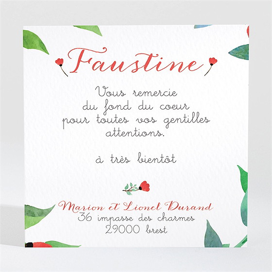 Remerciement naissance petites fleurs champêtres