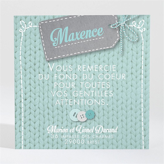 Remerciement naissance esprit layette