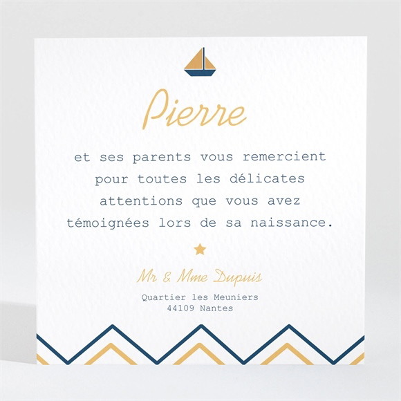 Remerciement naissance Mon Petit Matelot réf.N300412