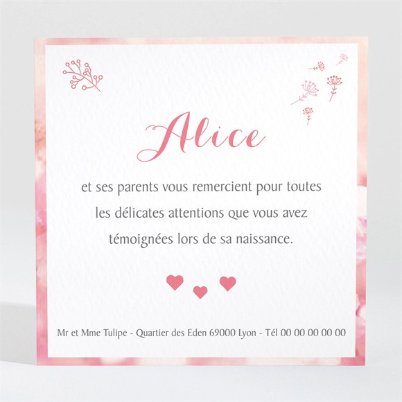 Remerciement naissance Douceur et rêveries réf.N300427