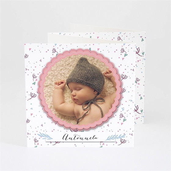 Faire-part naissance motifs graphiques et photo