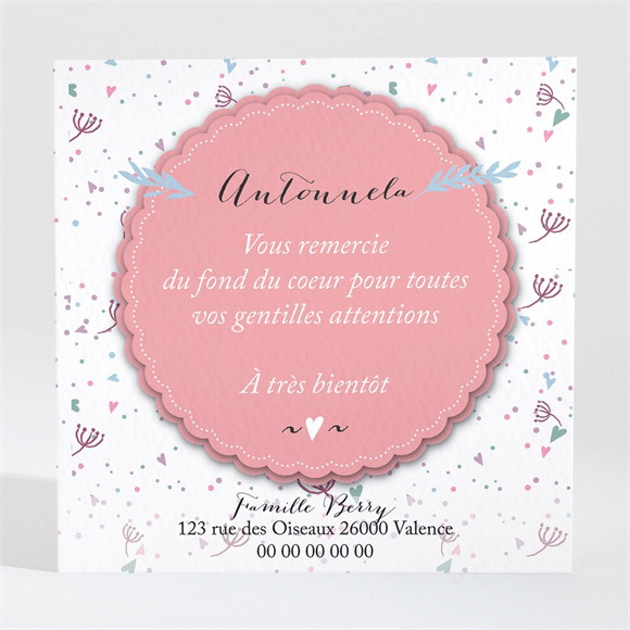 Remerciement naissance Motifs graphiques et photo réf.N300431