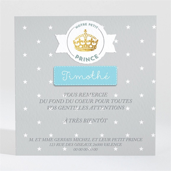 Remerciement naissance Son Altesse réf.N300432
