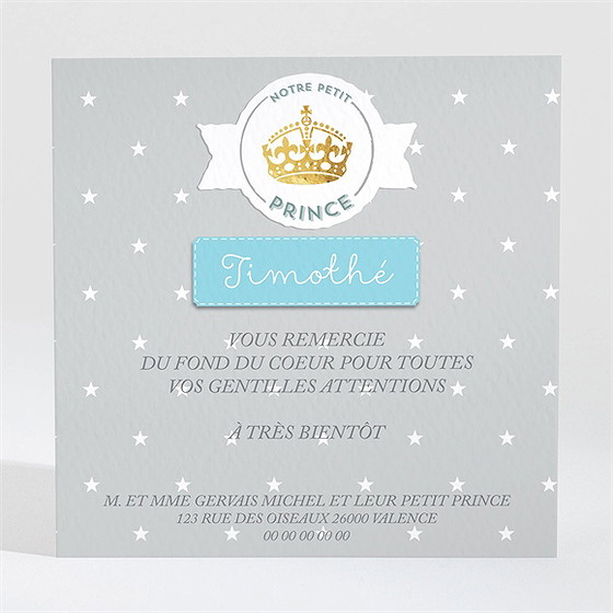 Remerciement naissance son altesse
