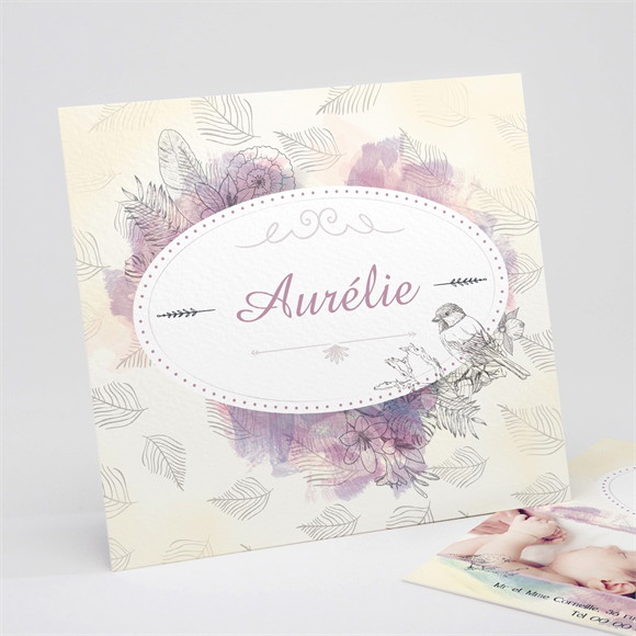 Faire-part naissance Jolies couleurs pour fille réf.N311112