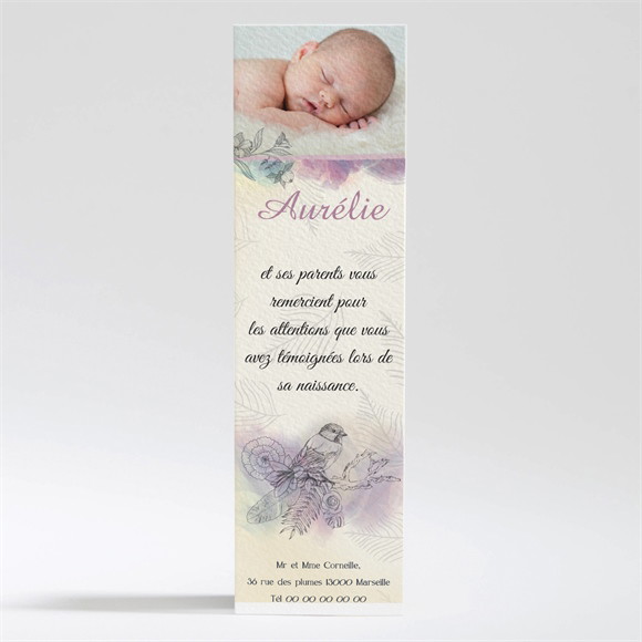 Remerciement naissance Jolies couleurs pour fille réf.N200323