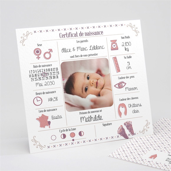 Faire-part naissance Ma photo et mes symboles réf.N311114