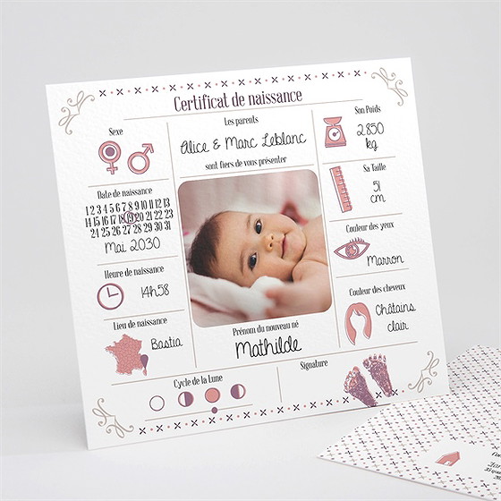 Faire-part naissance ma photo et mes symboles