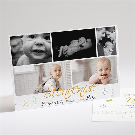 Faire-part naissance petits animaux tendance