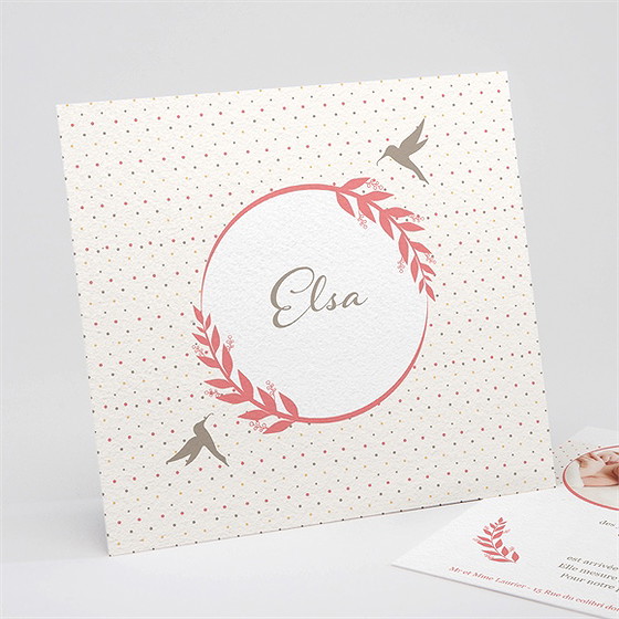 Faire-part naissance médaillon avec oiseaux