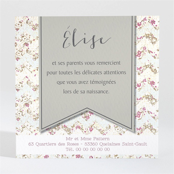 Remerciement naissance Classique vintage photo réf.N300449