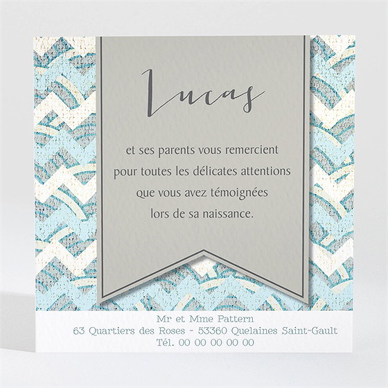 Remerciement naissance petits motifs et landau