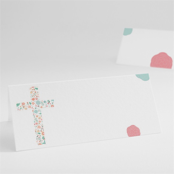 Marque-place baptême Croix à motifs et pois réf.N440393