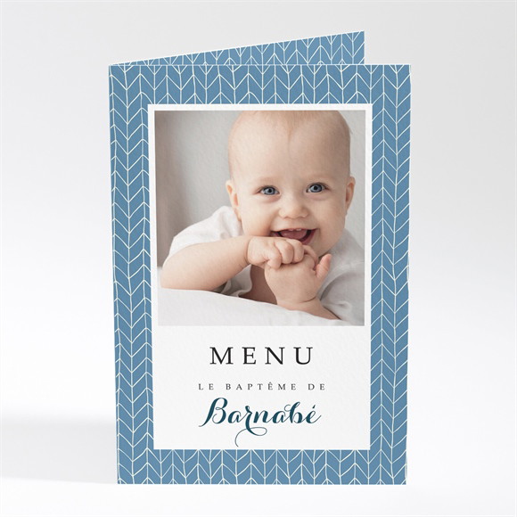 Menu baptême Joli Cadre bleu réf.N401459