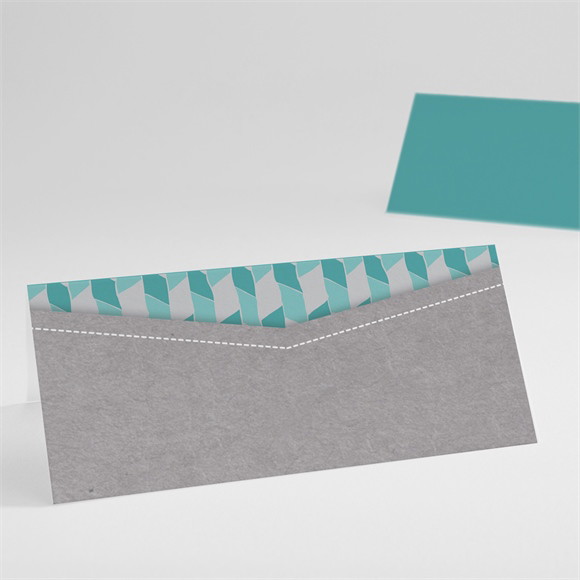 Marque-place baptême Fanions et mosaïque bleu réf.N440402