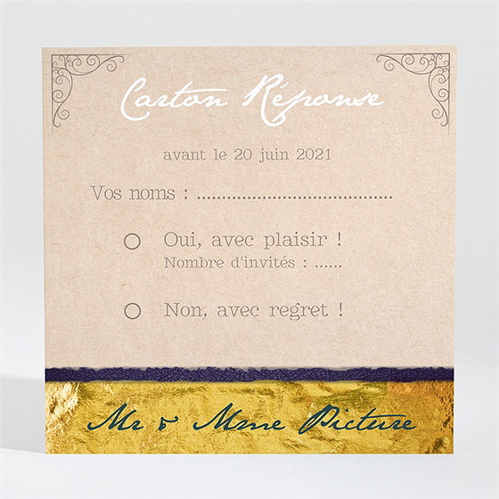 Carton réponse anniversaire de mariage notre bonheur