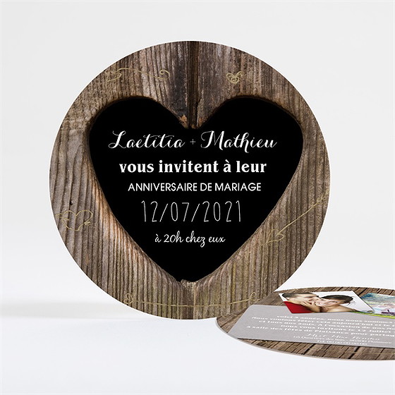Invitation anniversaire de mariage les noces de bois